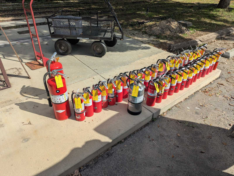 Freshly certified fire extinguishers